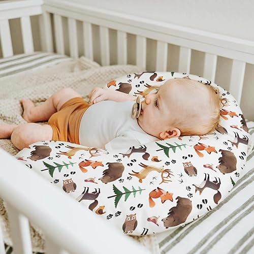 Miniatura 5 de Fundas de almohada de lactancia para niños y niñas, diseño de animales lindos con pistas de animales, oso, mapache, lobo, búho, funda de almohada