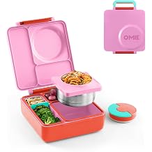 Omie OmieBox Kids Insulated Leakproof Bento Lunch Box with Food Jar (Pink Berry)