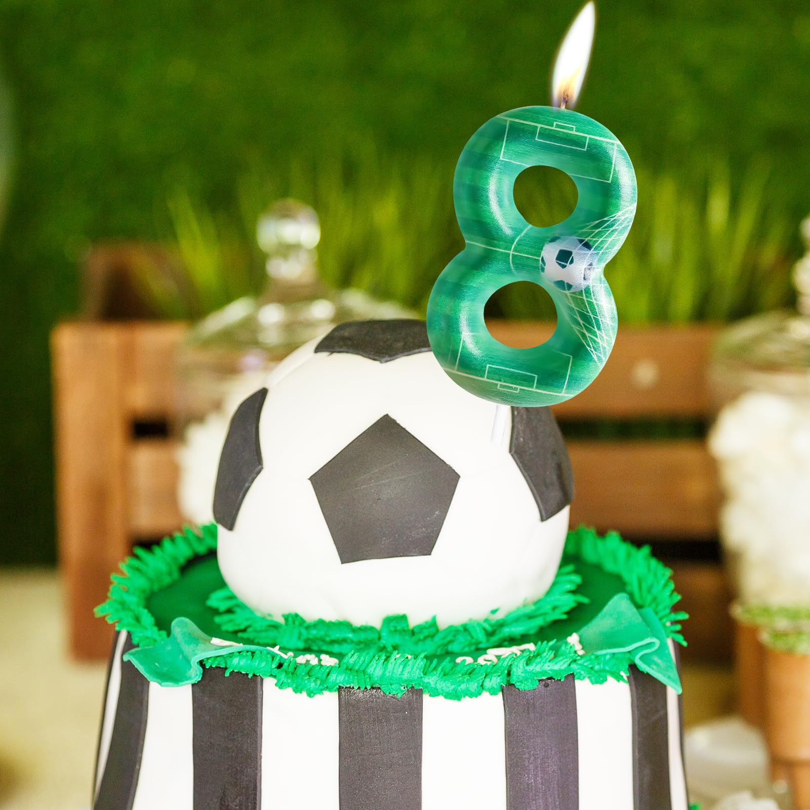 Candela Numero 6 a Pallone Calcio 3D Verde - Candele di Compleanno per Torta - Decorazione Torta Topper per Feste a Tema Calcio, Compleanni Bambini e Neonati