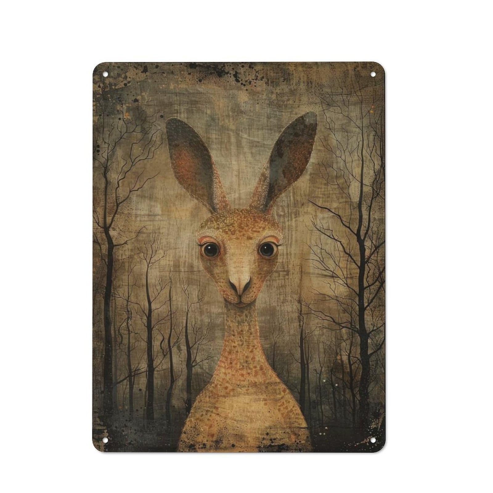 Wild Kangaroo Cottage Style Metal Wall Decor 40x30cm, Farmhouse Metal Sign for Farmhouse Kitchen, Pantry Or Dining Area