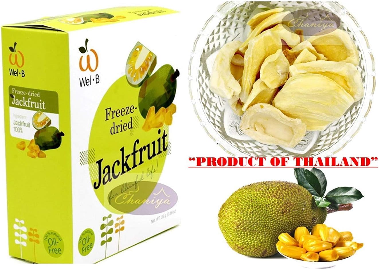 Crispy Freeze-Dried Jackfruit Healthy Thailand Fruit Snack 100% All Natural Oil-Free 25g. (0.88 Oz)
