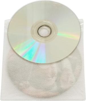 CD/DVD/BluRay Sleeves,Double-Sided Refill Plastic Sleeve for CD and DVD Storage Binders,100 Pack (White)