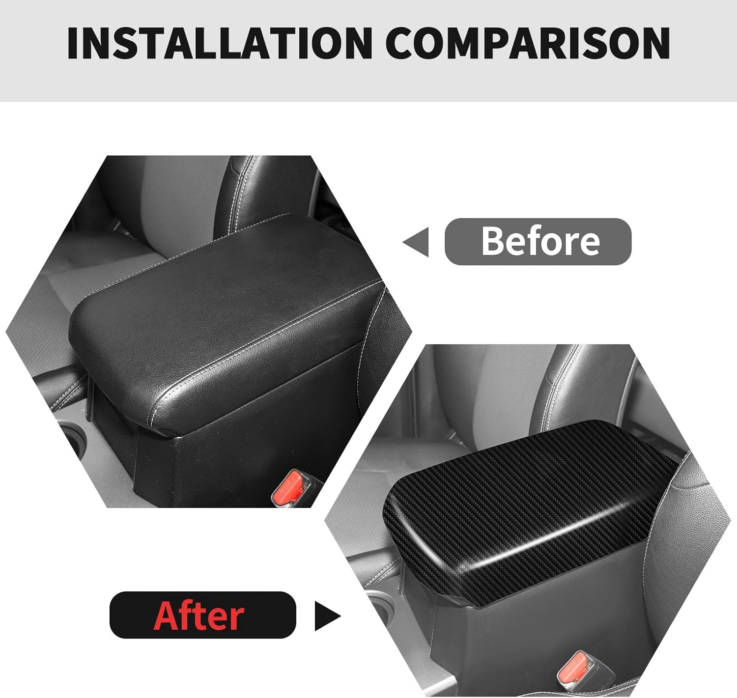 RT-TCZ Center Console Cover Armrest Box Trim Cover Decoration Interior Accessories for Toyota 4Runner 2010-2023 (Black Carbon Fiber)
