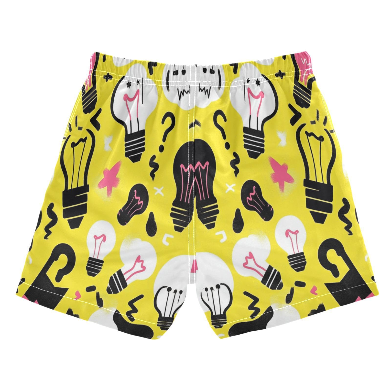 Jucciaco Boys Swim Trunk Quick Dry Beach Board Shorts Light Novelty Bulb Yellow Swimwear for Kids