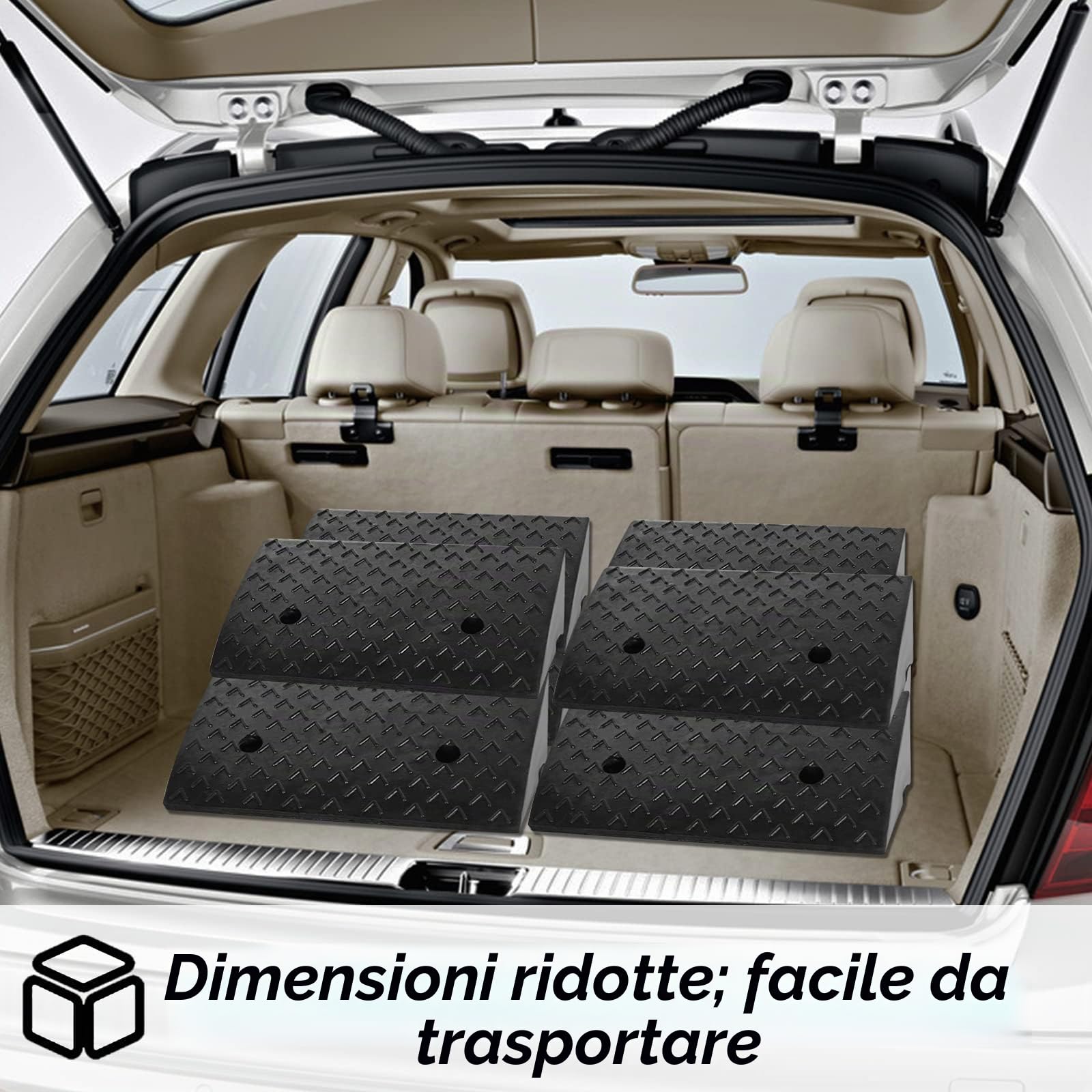 YRHome 2 rampe per marciapiede in gomma, altezza 10,5 cm, per sedia a rotelle, portatile, in plastica, per deambulatore, moto, auto