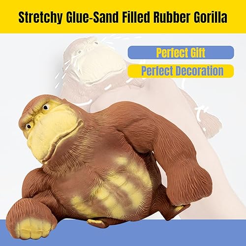 Miniatura 6 de Juguete antiestrés de gorila marrón para adultos y niños, terapia de manos, juguetes sensoriales de ficheros apretados, juguete de estilo animal