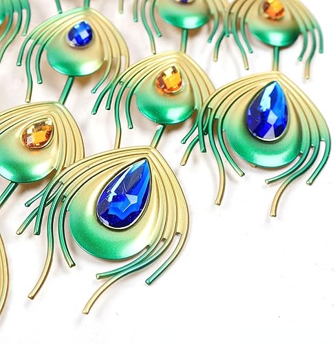 Miniatura 4 de Reloj de pared grande de pavo real, 29.5 pulgadas, reloj de pared grande de pavo real, decoración de cristal, hierro forjado y esfera metálica,