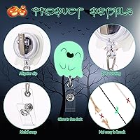 Vista 4 de Fulmoon Carrete retráctil de insignia de Halloween, 6 unidades, que brilla en la oscuridad, soporte para identificación de enfermera con clip
