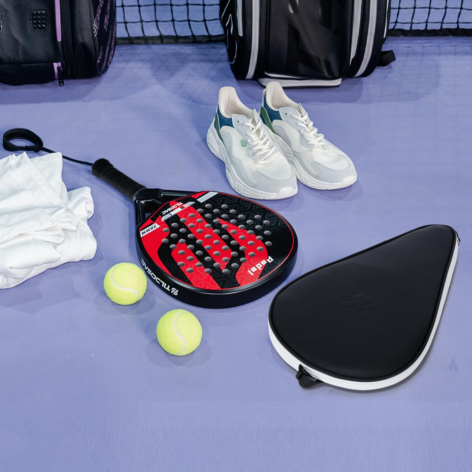 TILDOSAC Pala de pádel para adultos de fibra de carbono y vidrio con núcleo de espuma EVA flexible, raquetas de remo en forma de lágrima para principiantes, jugadores avanzados intermedios, funda de