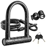 Bike U Lock,20mm Heavy Duty Combination Bicycle D Lock Shackle 4ft Length Security Cable with Sturdy Mounting Bracket and Key Anti Theft Bicycle Secure Locks