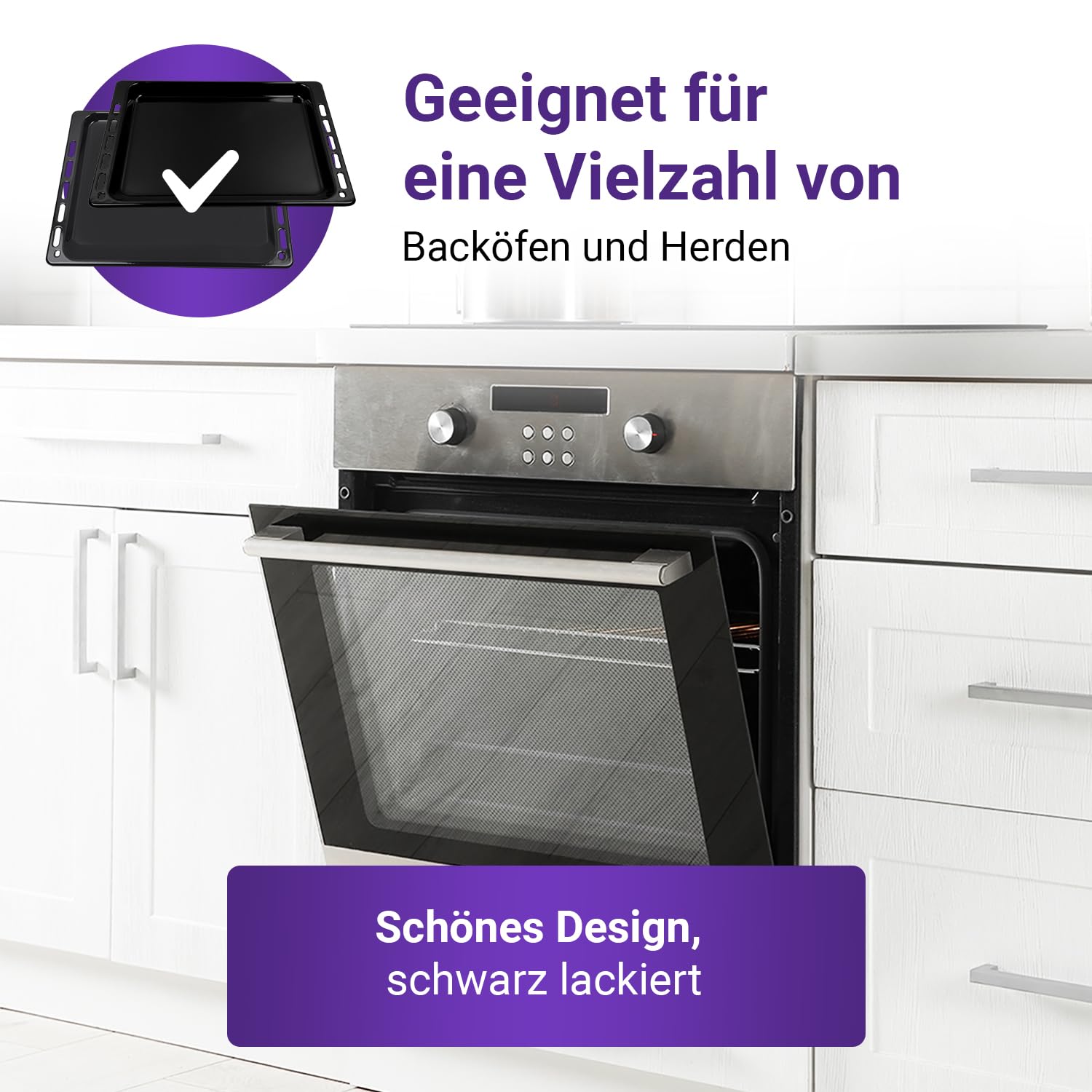 Viоks.pro Set 2x Backblech Tief Emailliert 45x37 cm / 445 x 375 mm Ersatz für Whirlpool Bauknecht 481241838128 & 481010539879 Tiefes Backblech Fettpfanne Backofen - Ofen Backblech Set & Baking Tray