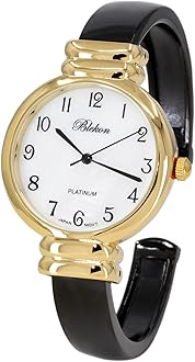 Blekon Original Mother of Pearl Cuff Bracelet Watch for Women with 31mm case Japanese Quartz Movement Metal hinged Bangle Style Cuff Wrist Watch for Ladies…