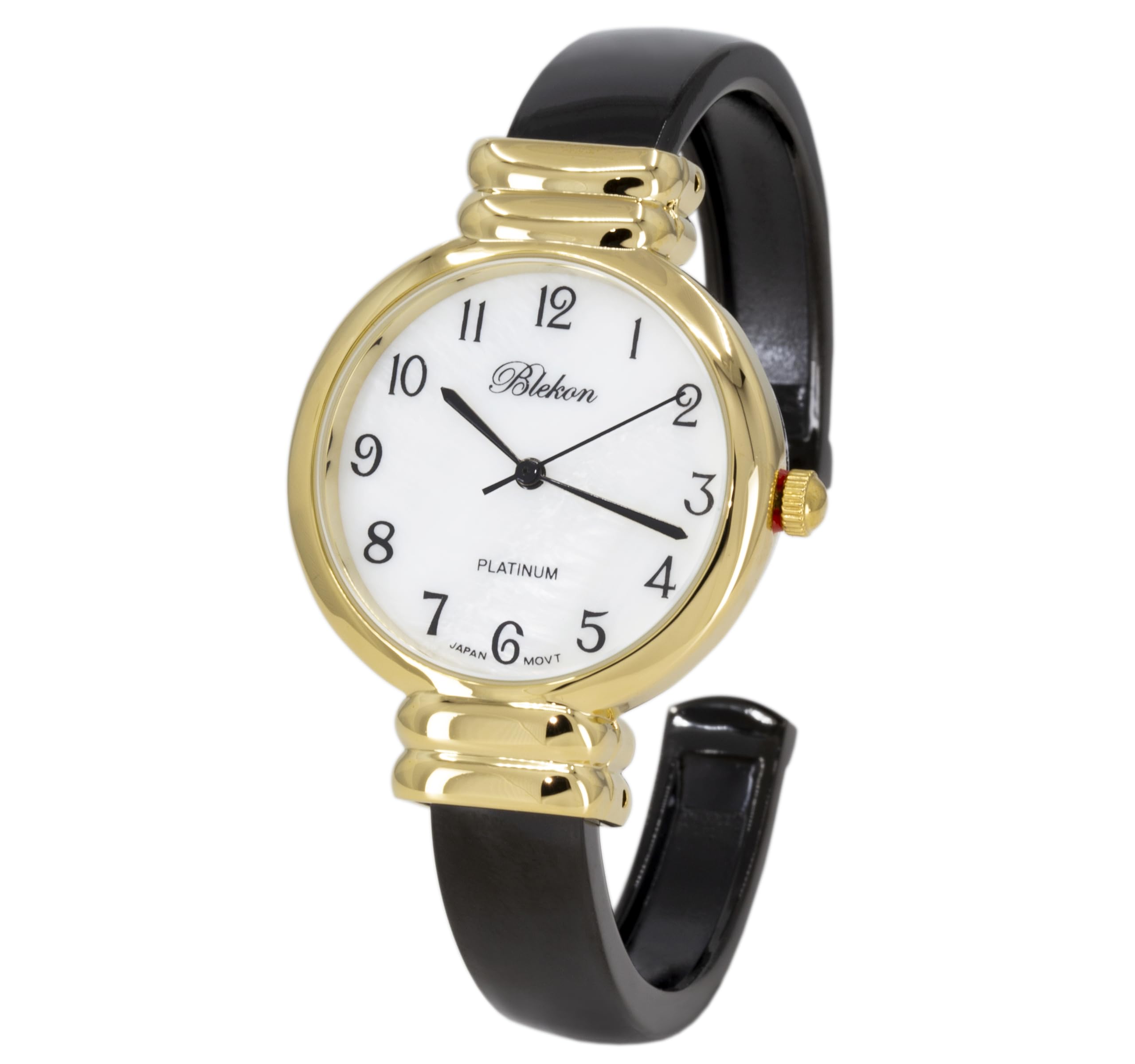 Blekon Original Mother of Pearl Cuff Bracelet Watch for Women with 31mm case Japanese Quartz Movement Metal hinged Bangle Style Cuff Wrist Watch for Ladies…