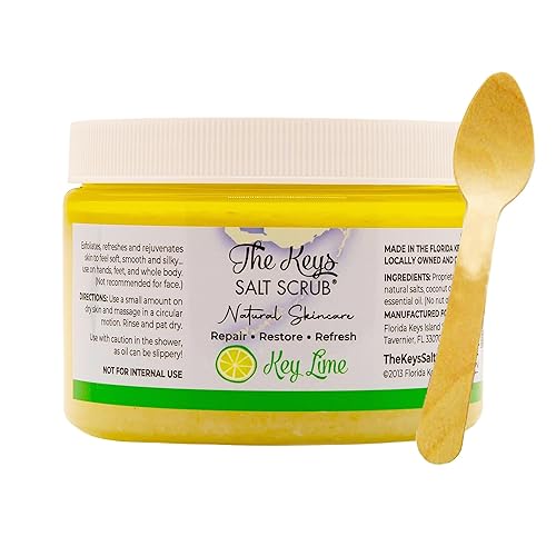 Miniatura 81 de The Keys Salt Scrub -Exfoliante de sal marina - Exfoliante corporal con cuchara de madera - Exfoliante hidratante para manos, pies, baño, (3.4 onzas