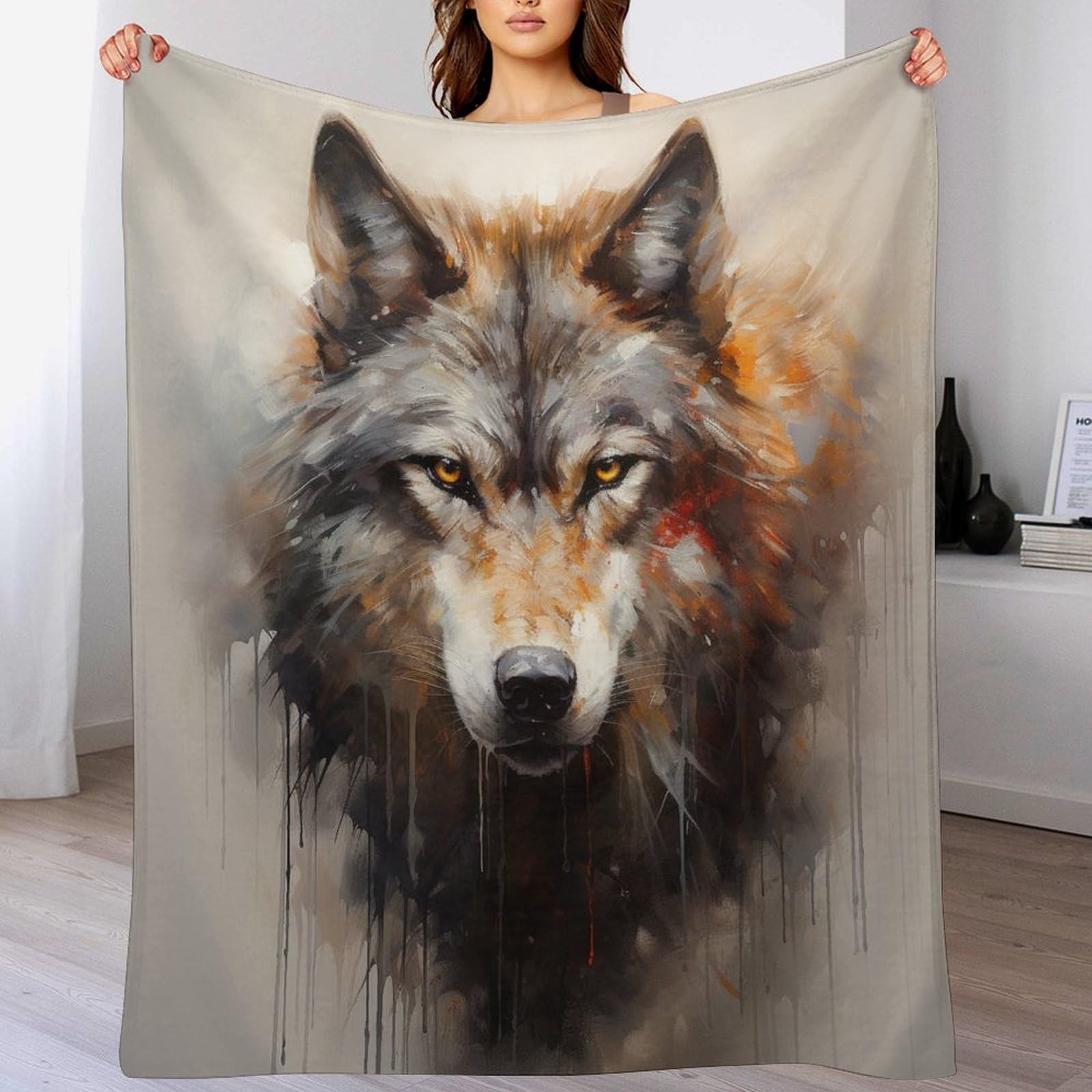 Manta de franela de lobo 150x200 cm para sofá y cama