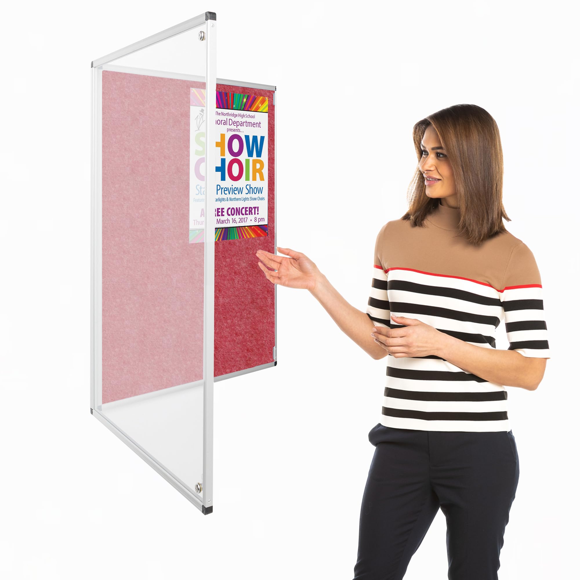 Wonderwall Tamperproof Lockable Notice Board, Raspberry, 90 x 60 cm, Fire Retardant Pin Board - Choice of 11 Colours - Ideal for Offices, Schools & Public Areas — image 1