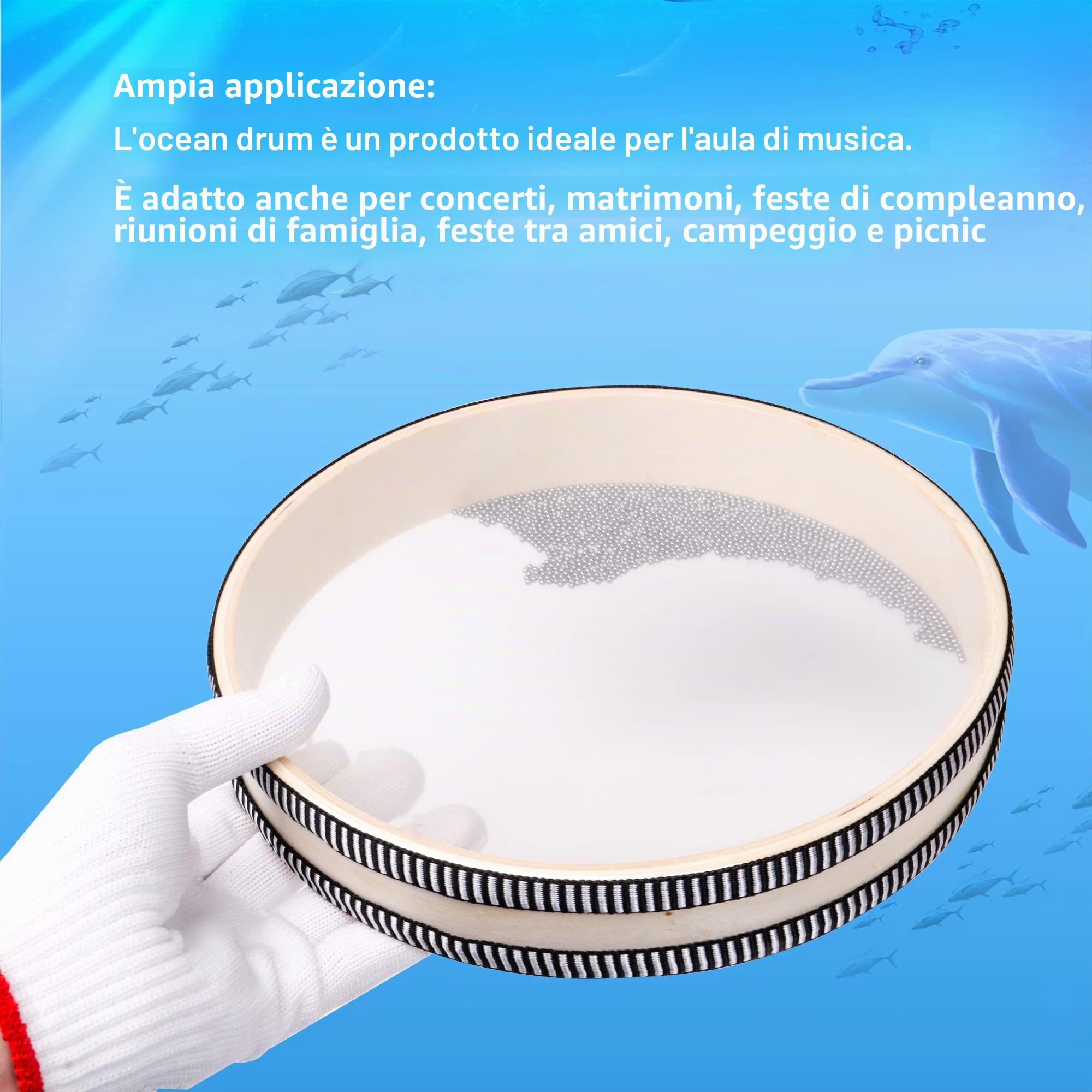 tamburo naturale da 25,4 cm, suono marino, strumento musicale a percussione per