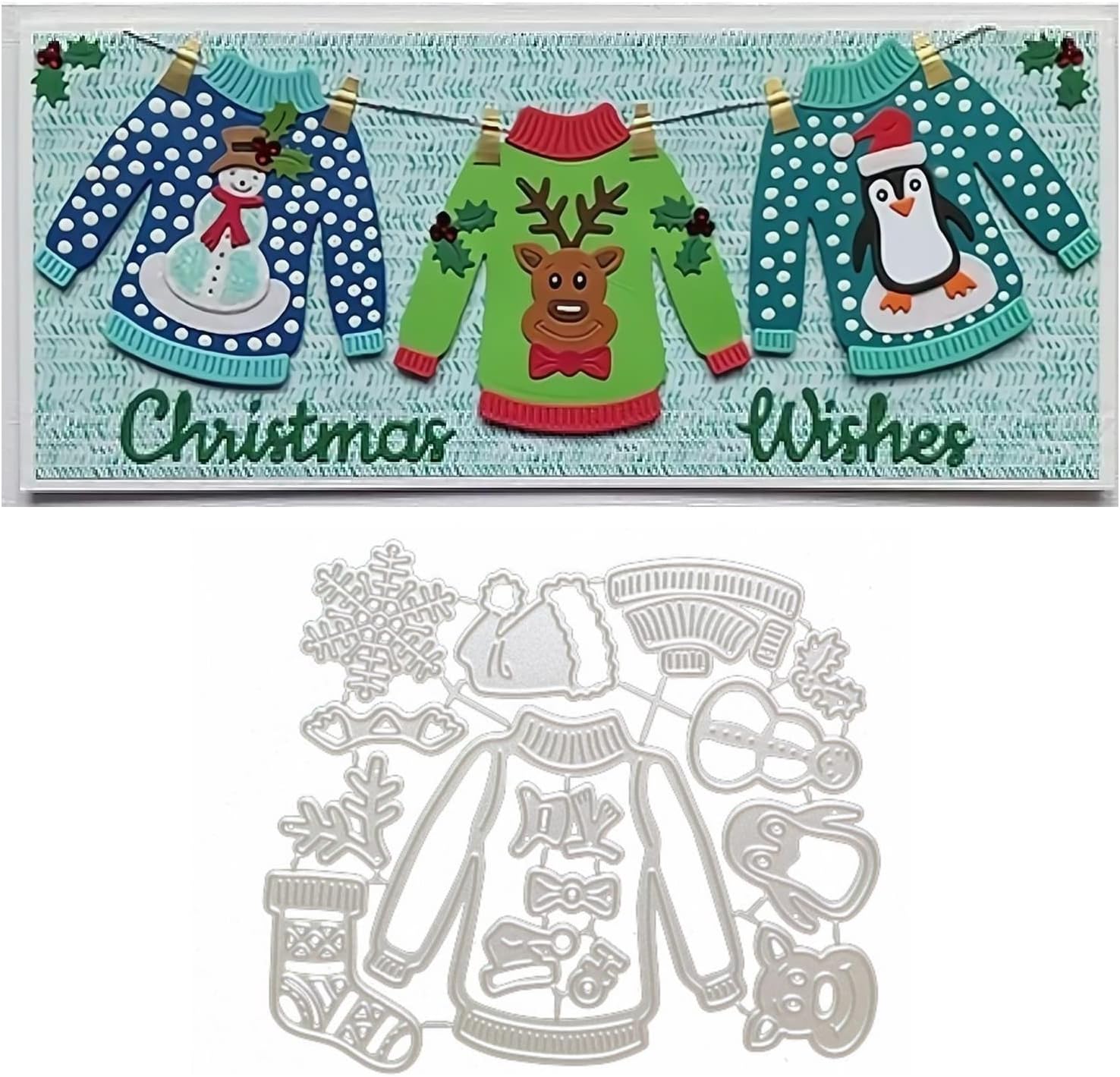 Christmas Sweater Metal Die Cuts for Card Making,Cutting Dies Cut Stencils for DIY Scrapbooking Photo Album Decorative Paper Crafting Embossing Template
