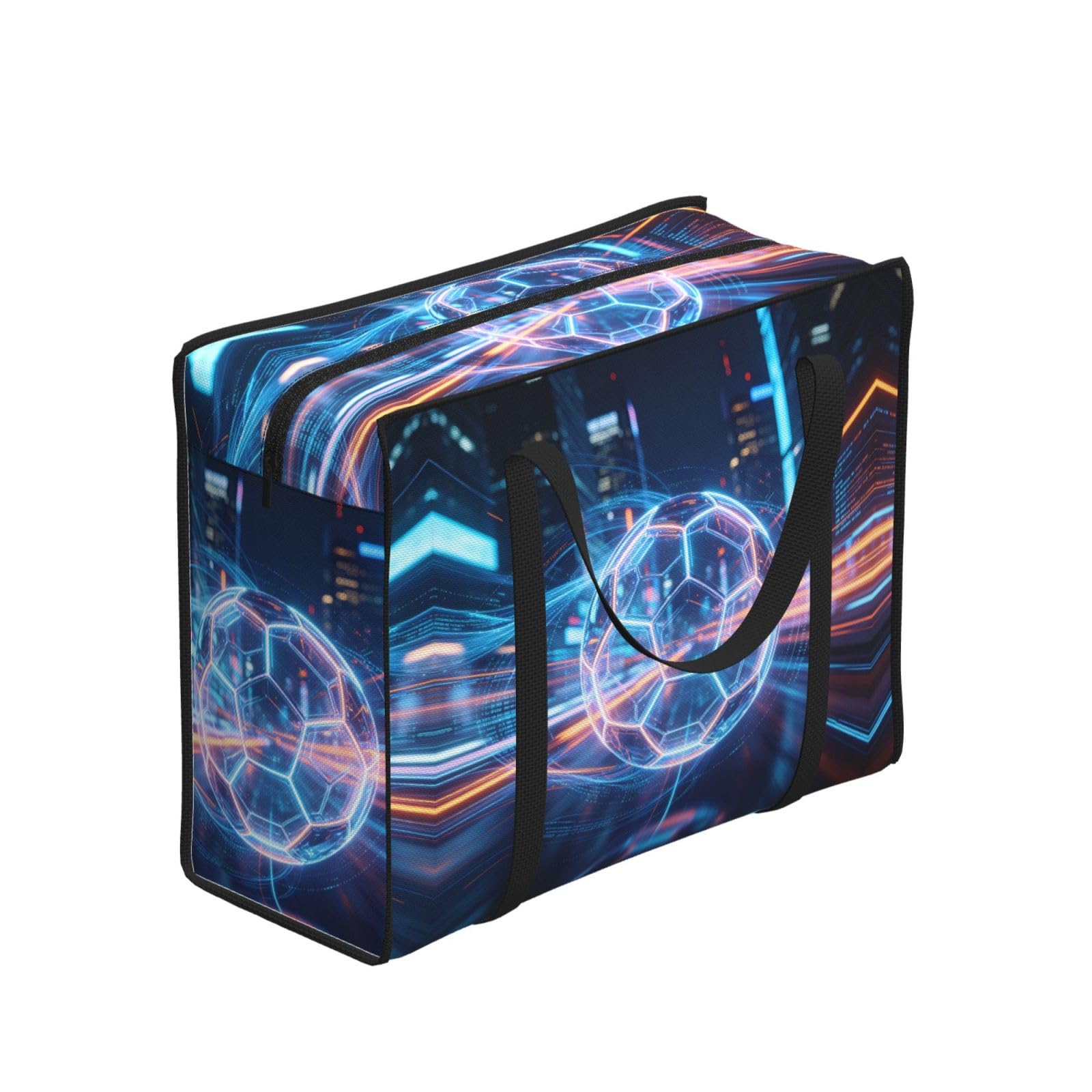 Light Effect Soccer Print Reusable Grocery Bags Tote Bag for Travel Picnic Camping, World Cup Souvenir Gift Bag