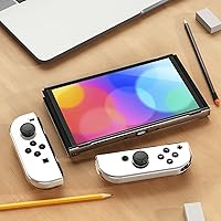 Vista 7 de RHOTALL Transparent Case for Nintendo Switch OLED, Clear Dockable Shell Compatible with Switch OLED and Joycon Controller, Comfort Grip Case with