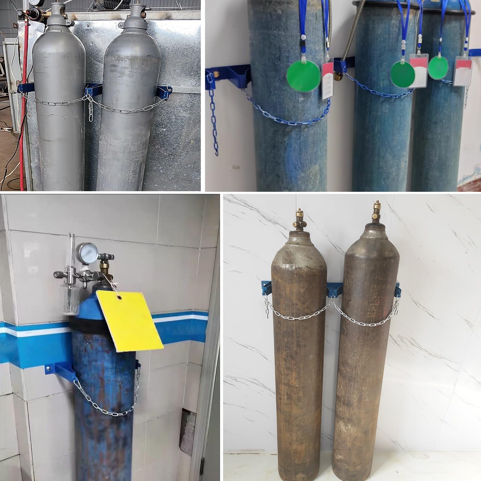 Genérico Juego de 3 Soportes de Pared de Alta Resistencia para bombonas de Gas: almacena de Forma Segura bombonas de propano, oxígeno, nitrógeno y argón. Capacidad para 2 bombonas de hasta 65 cm (25,