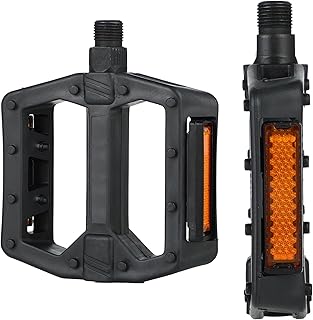 Nylon Nylon Bike Pedals with Ball Bearings, Anti-Slip Surface, Reflective Strips, One-Piece PP/Black Nylon, Boron Axle, 4.25"x4.06"x1", Standard 9/16" ≈ 0.56" Durable for MTB, Road & Commuter Bikes