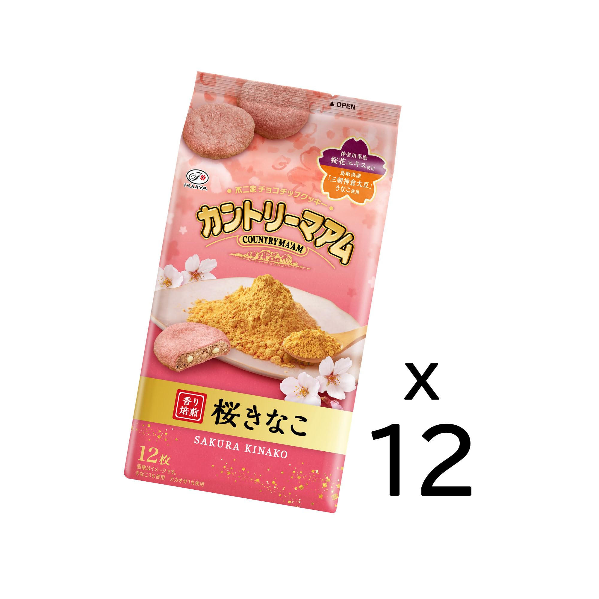 Amazon.co.jp: 不二家 カントリーマアム（桜きなこ） 12枚×5袋 : 食品