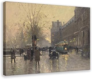 DUYIGCR Along The Louvre by Edouard Cortes Art Wall Decoration Poster Family Bar Restaurant Garage Cafe Art Sign Gift Frame-style 16x24inch(40x60cm)