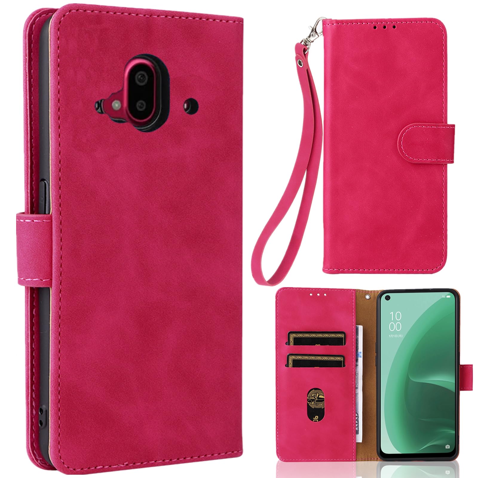 Amazon | らくらくスマートフォン F-52B ケース 手帳型 【ストラップ