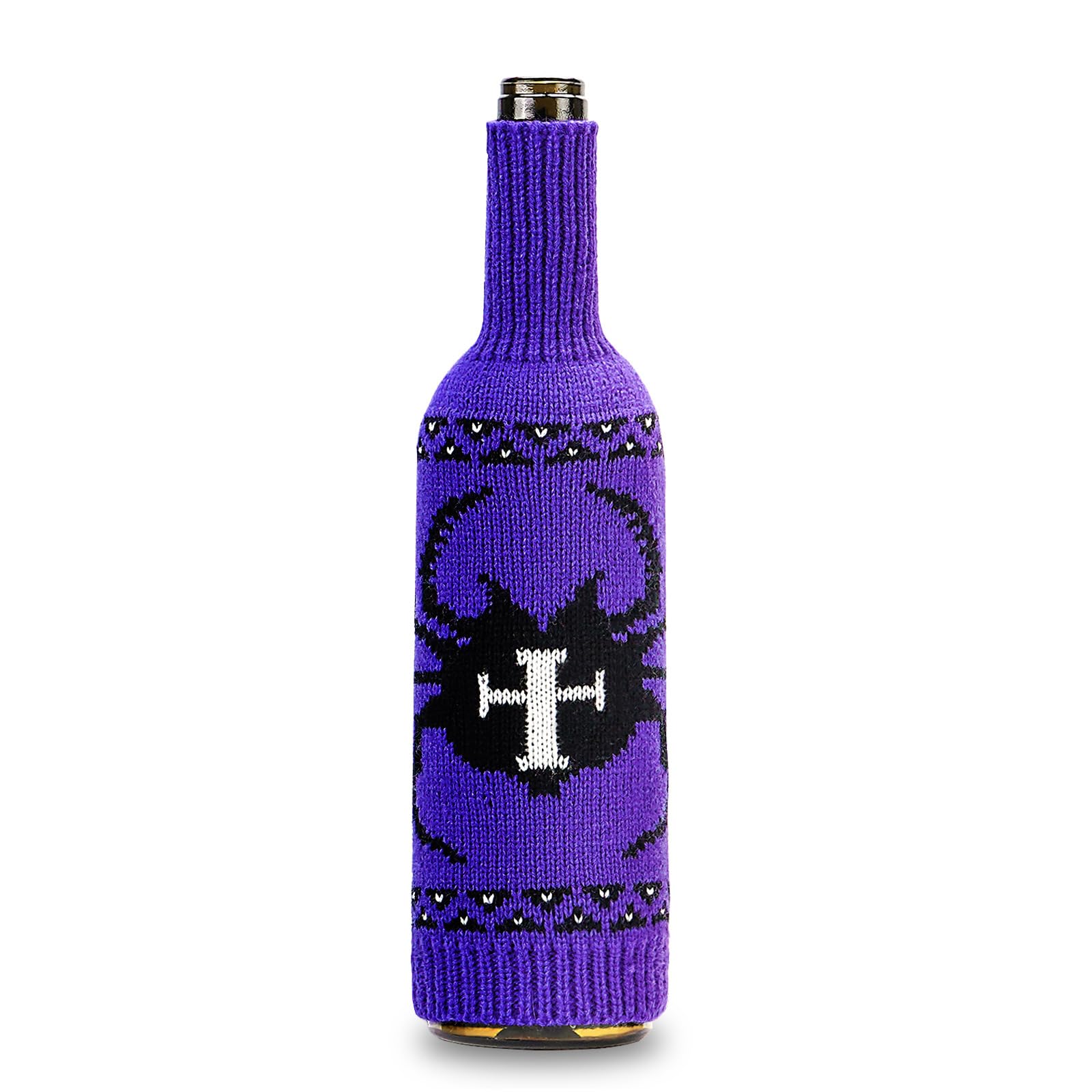 Tsophreniq Knitted Halloween Wine Bottle Holder Pumpkin Skull Spiders Sleeve Decoration Parties Covers Witch Decoration Decorative Holder