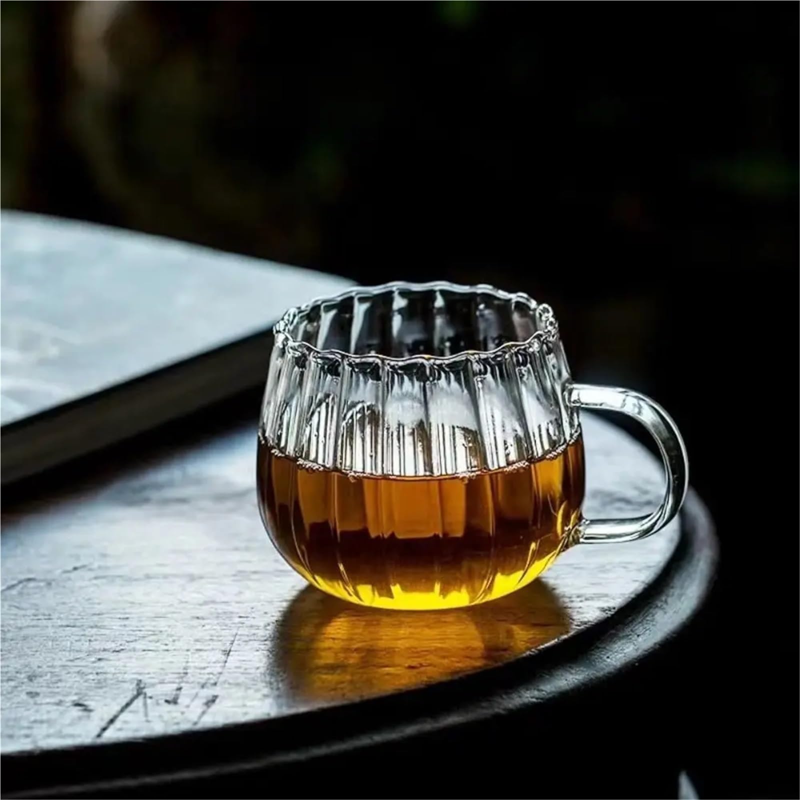 Glas Gestreifte Wasser Tasse Frühstück Haferflocken Milch Kaffee Tasse Haushalt Große Kapazität Tasse Wasser Tasse Mit Griff(350ml)