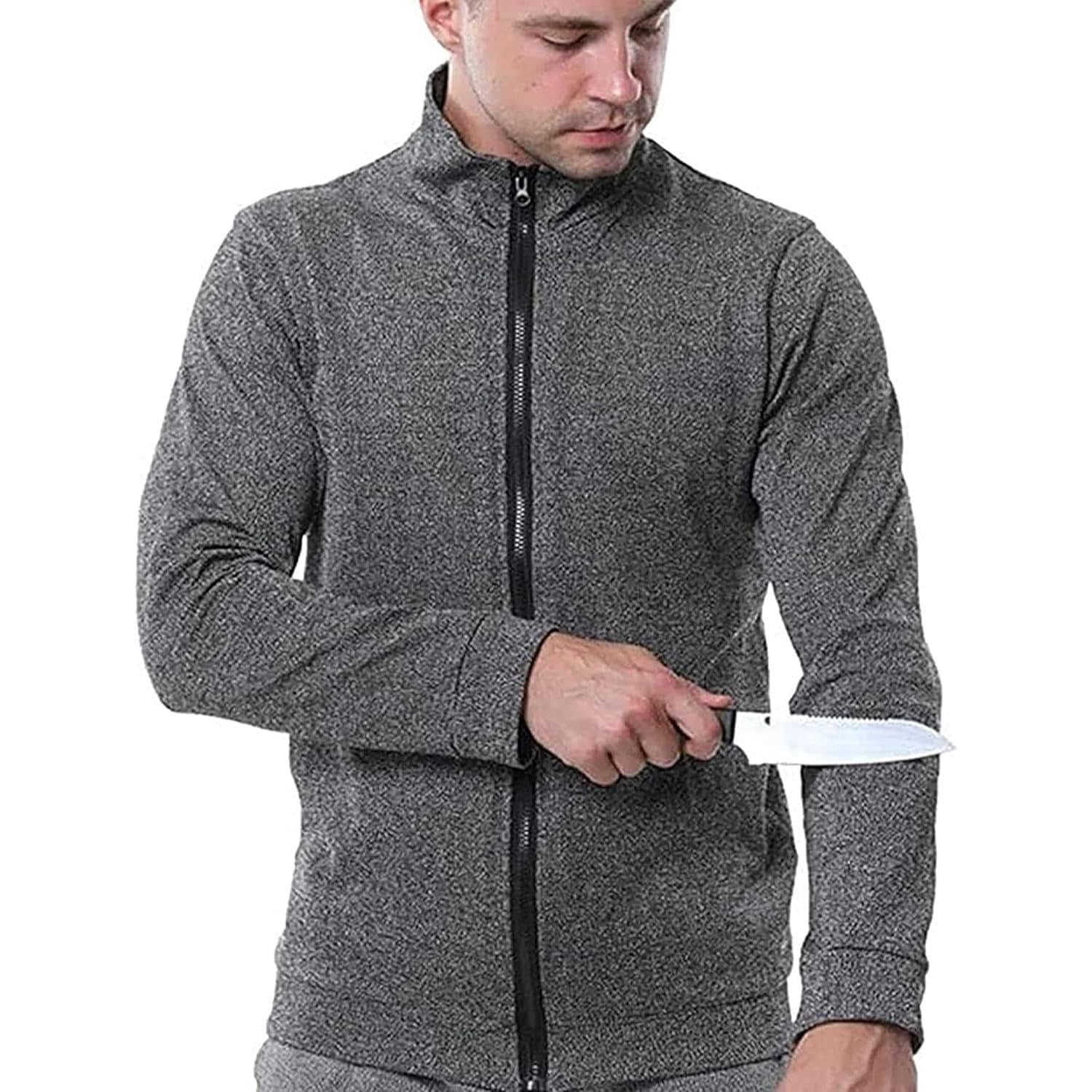 Stichschutzkleidung Mit 5 Stufen, Taktische Jacke – Bissfestes, Reißfestes, Stichfestes Langarm-T-Shirt, Schnittschutz-Sicherheitskleidung, Für Polizei Und Sicherheitspersonal,XL-Grey