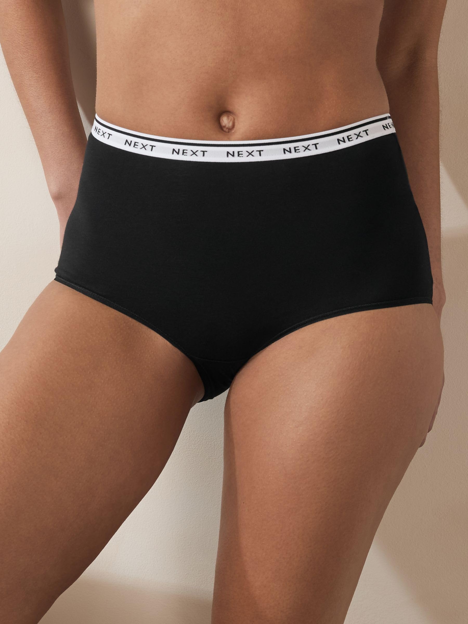 NEXT Damen 7er-Pack Baumwoll-Slips mit Logo, voll bedeckend