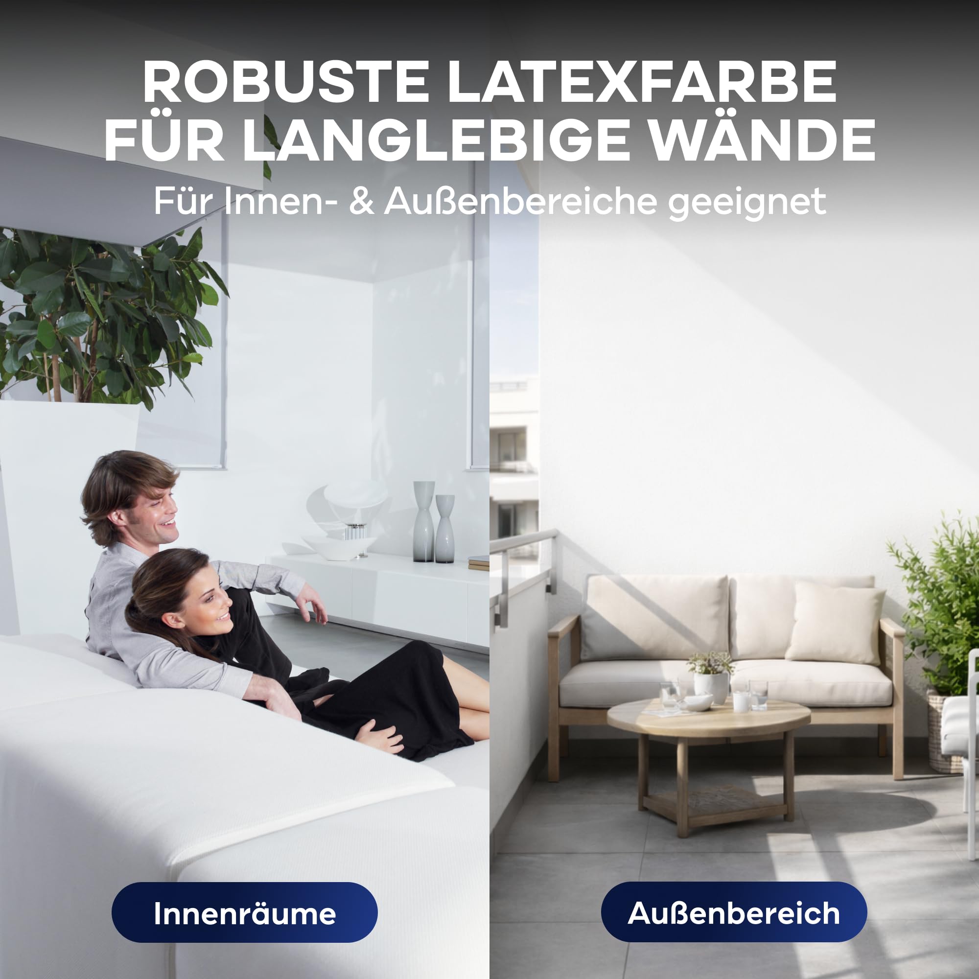 plid® Vernice al Lattice Bianco 10L - Semilucida, lavabile, ideale per cucina e bagno - Facile da pulire, non colante, alta copertura - Made in Germany
