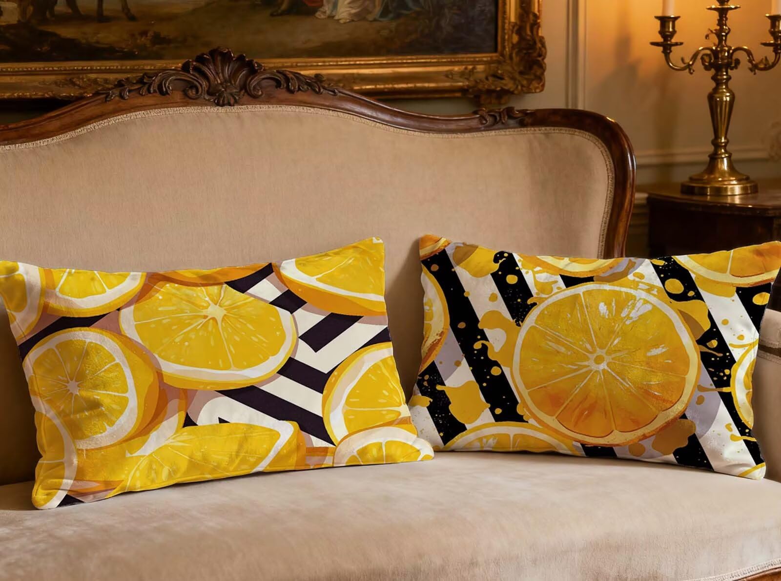 Housse de coussin jaune oreiller 40x80cm taie rectangulaire salon décoration maison