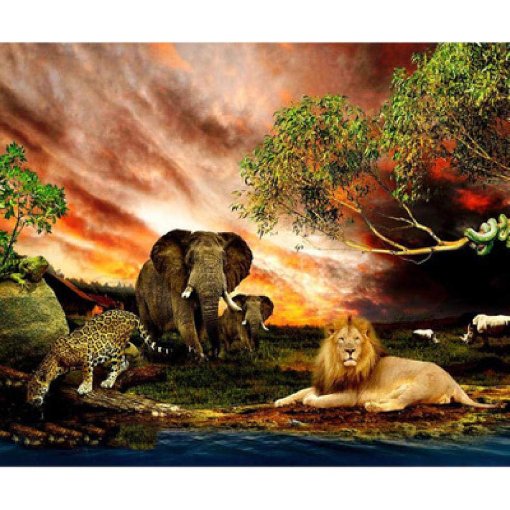 Broderie diamant lion éléphant léopard 5D mosaïque carrée complet 40x50