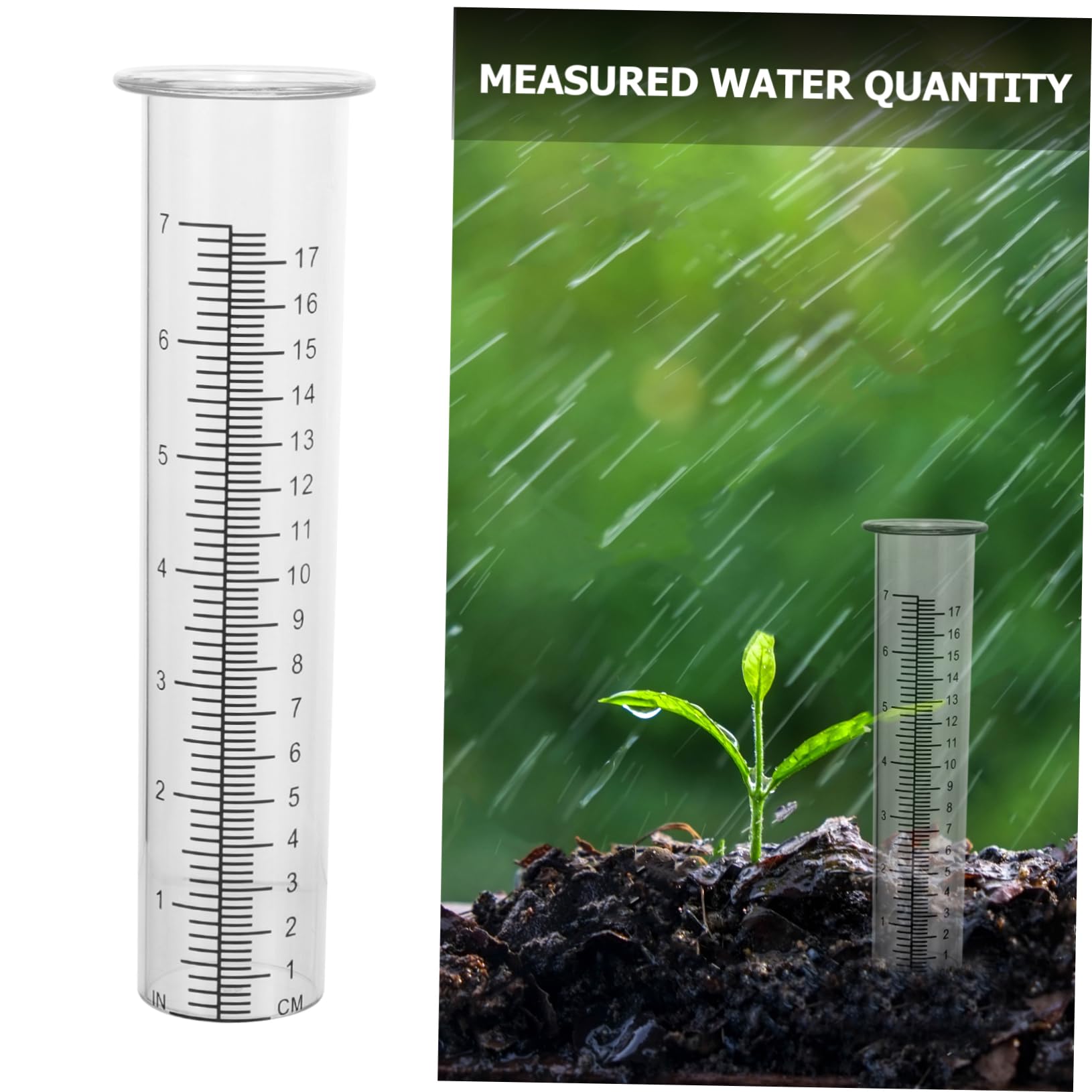 TINEASUR Outdoor Rain Measuring Cup Kit 2 Pieces Rain Gauge Tube Easy to Install