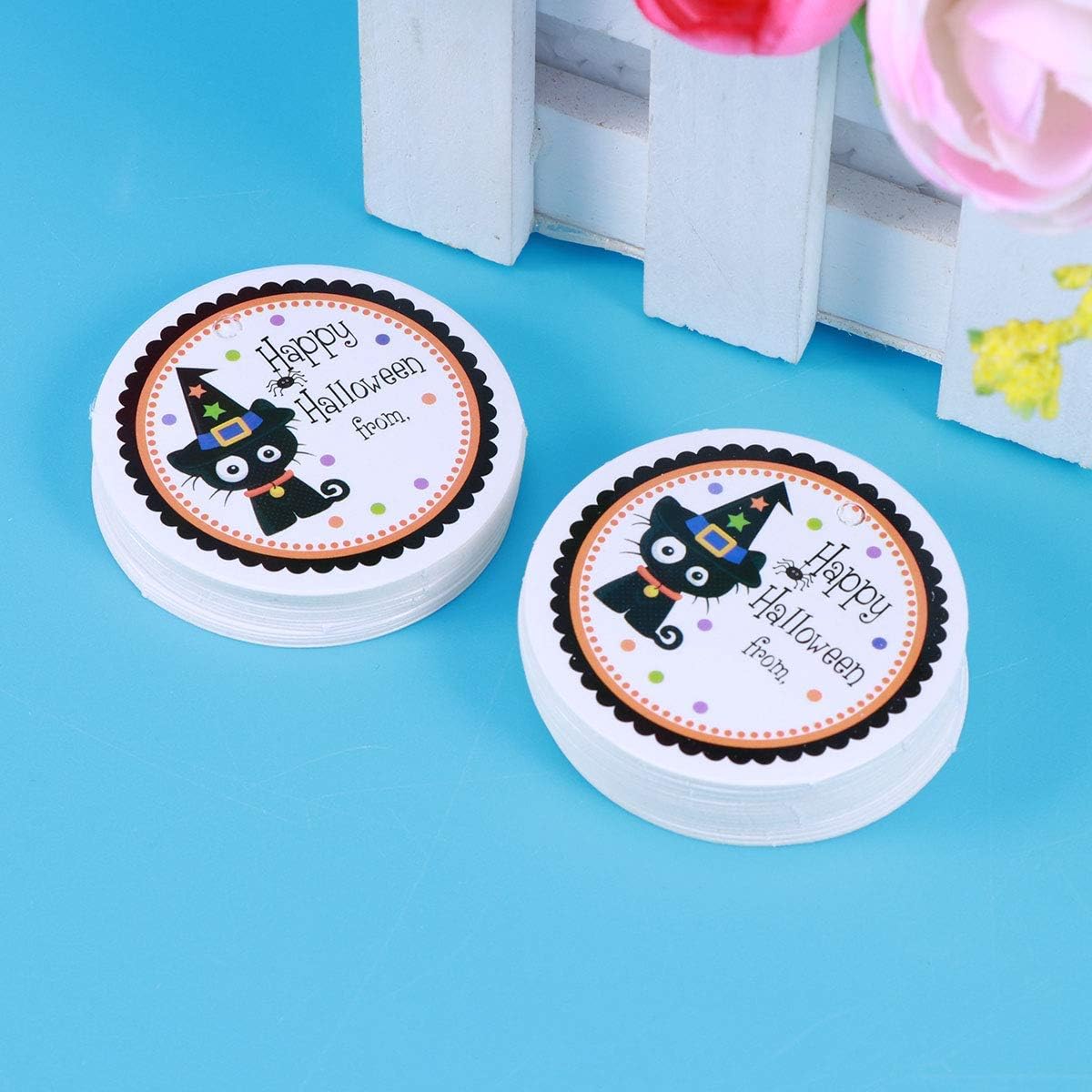 BinaryABC Halloween Party Favor Gift Tags Baking Biscuit Candy Treats Bags Boxes Paper Tags Labels(48-50pcs) - Image 5