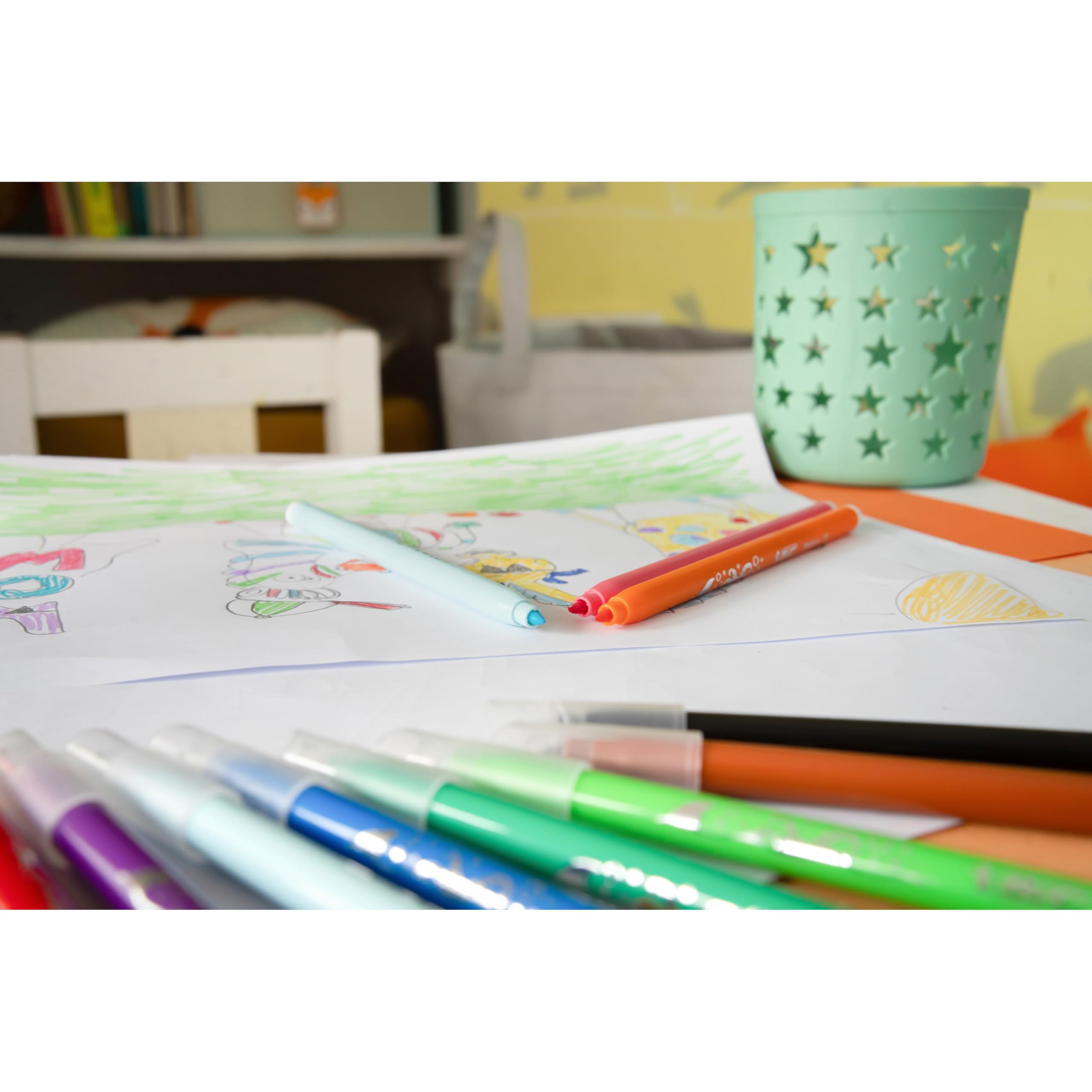 BIC Kids Kid Couleur - Feutres De Coloriage à Pointe Moyenne, 24 Couleurs Assorties (Lot De 2 Étuis)