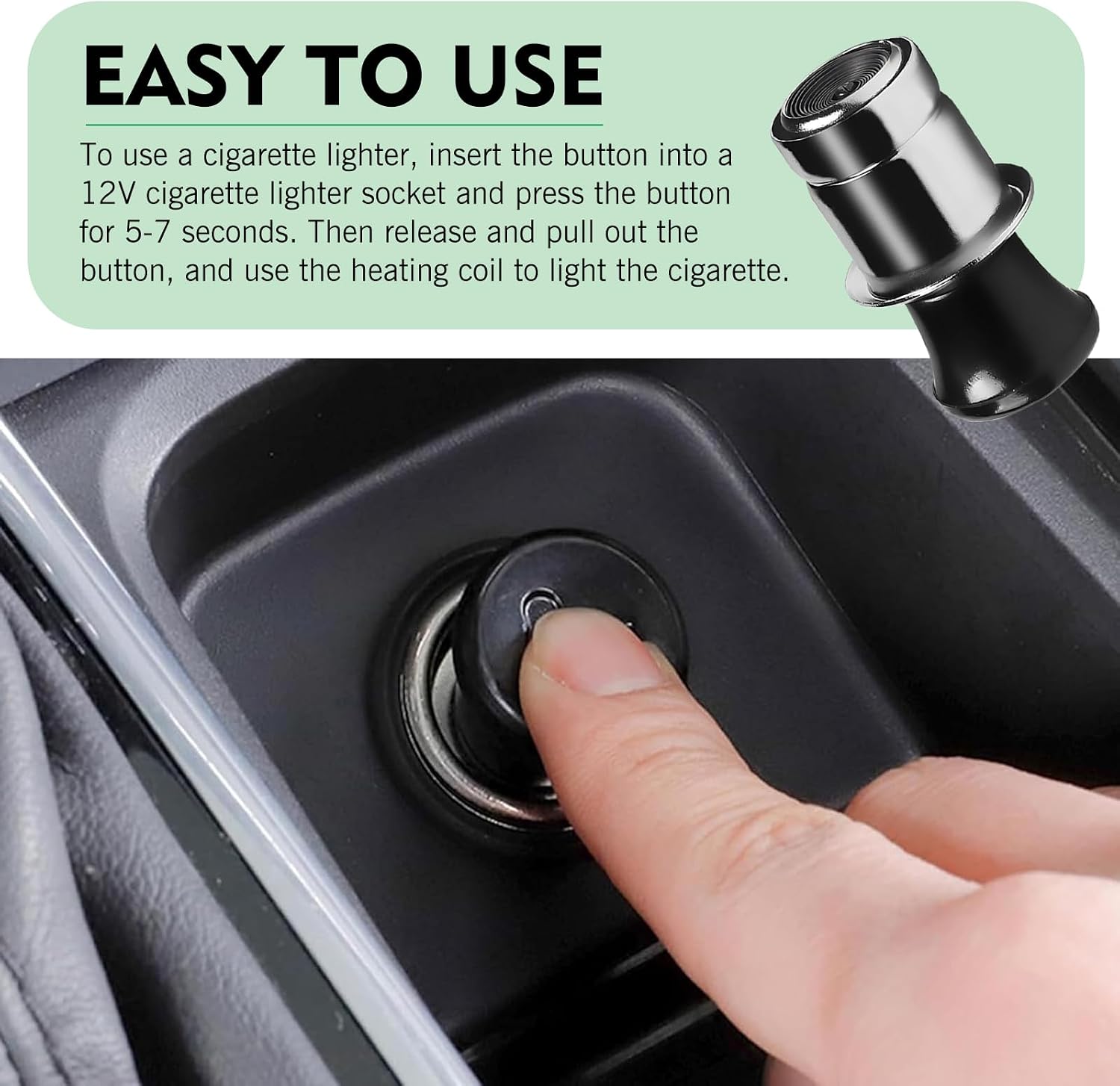 2 PCS Car Cigarette Lighter, Push-button Insulated Nickel-Chrome Core Lighter, 12V Plug & Play Stainless Steel Vehicle Lighter Plug Replacement, for Most Cars, SUVs, Trucks (Multicolored)
