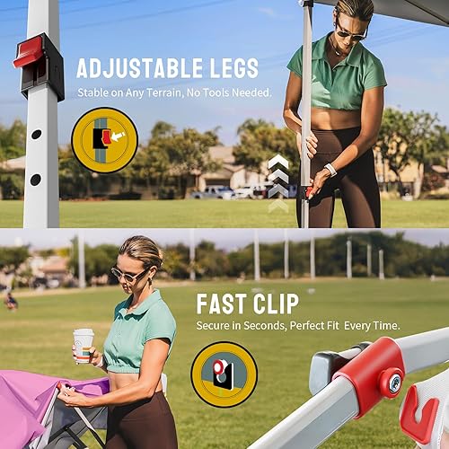 Miniatura 37 de CROWN SHADES - Toldo plegable instantáneo con bolsa de transporte para exteriores, 10 x 10 pies Azul