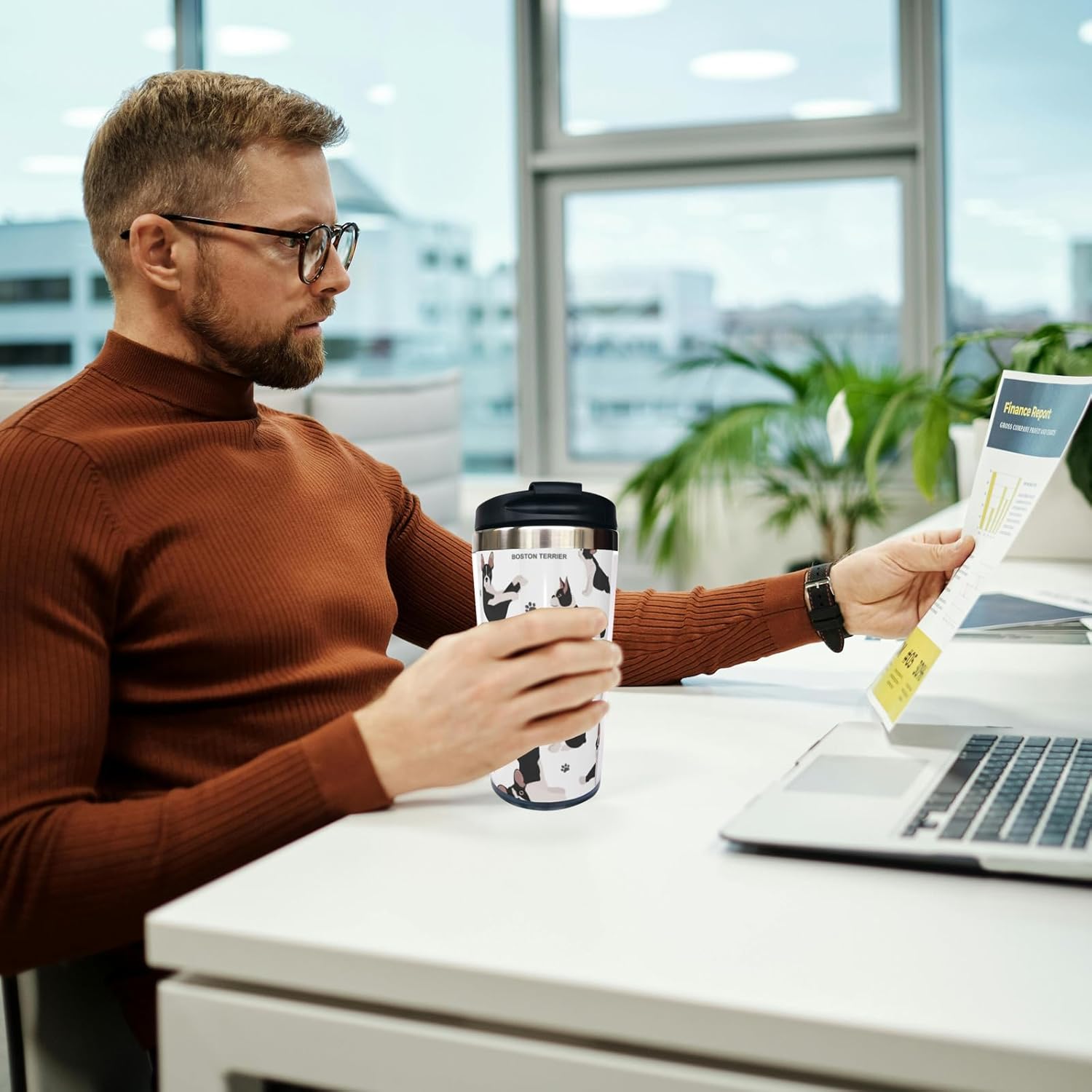 Boston Terrier Travel Coffee Mug 13 Oz for Dog Lover, Puppy Dog Stainless Steel Insulated Tumbler Cup with Lid - Anniversary, Birthday, Christmas Gift for Men, Women, Sister, Friend, Bestie - Image 6