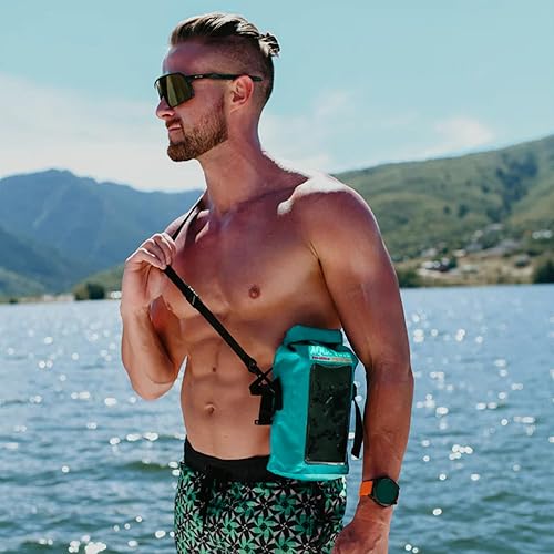 Miniatura 7 de Bolsa cruzada para teléfono celular, color verde azulado, 100% impermeable, flotante, protección seca para tu dispositivo móvil durante todos los