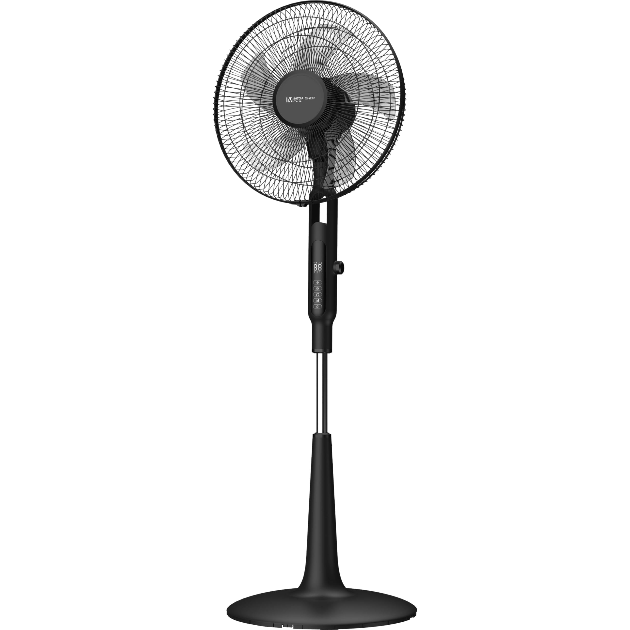 Megashopitalia Ventilatore a Piantana 65 Watt con Telecomando Timer Metallo ABS 5 Pale 10 Velocità Diametro 40 Oscillazione Inclinazione Altezza Regolabile (Nero)
