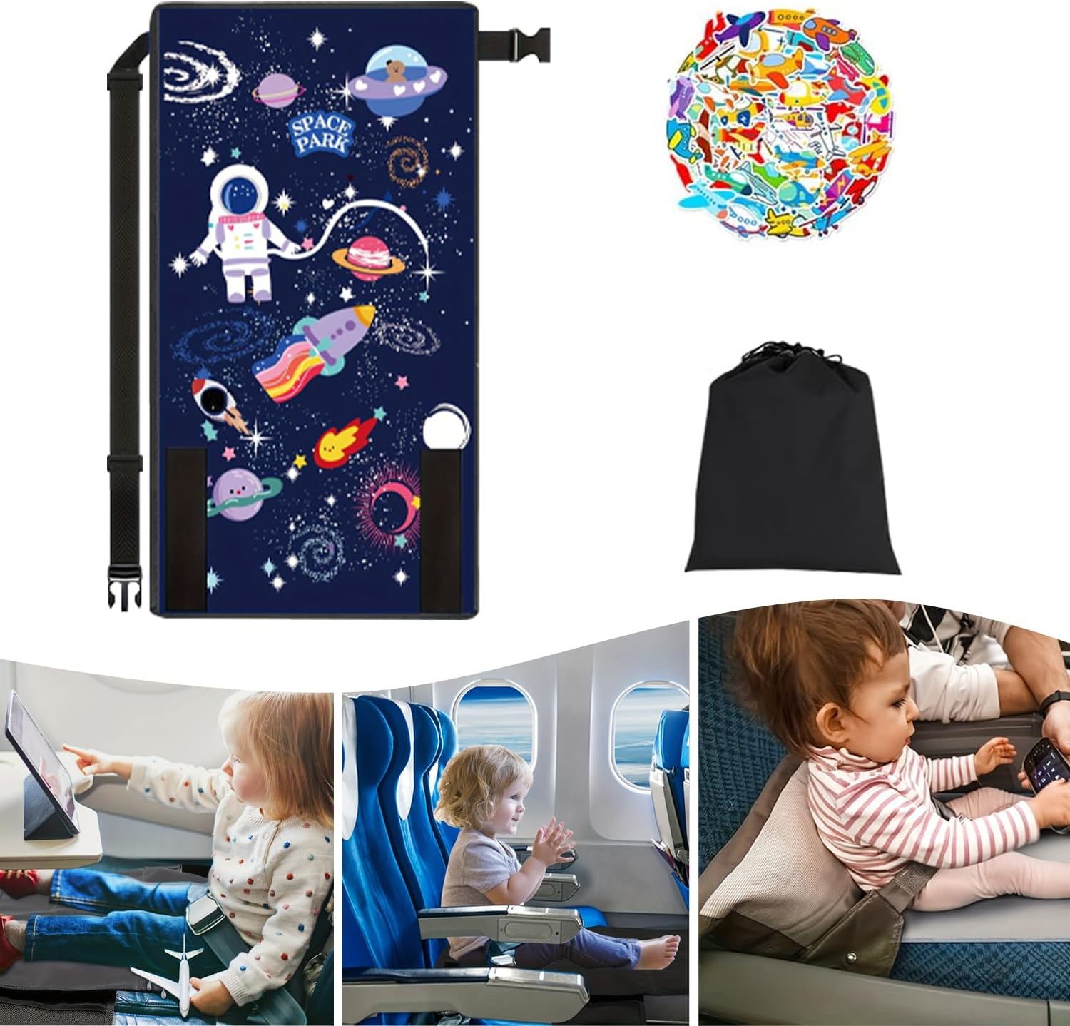 Travel Toddler Bed Airplane Bed For Toddlers, Airplane Kids Bed Seat Extender, Toddler Travel Essentials For Footrest With Anti-Slip Design, Portable Toddler Bed Foot Hammock (Grey Airplane Seat Extenders