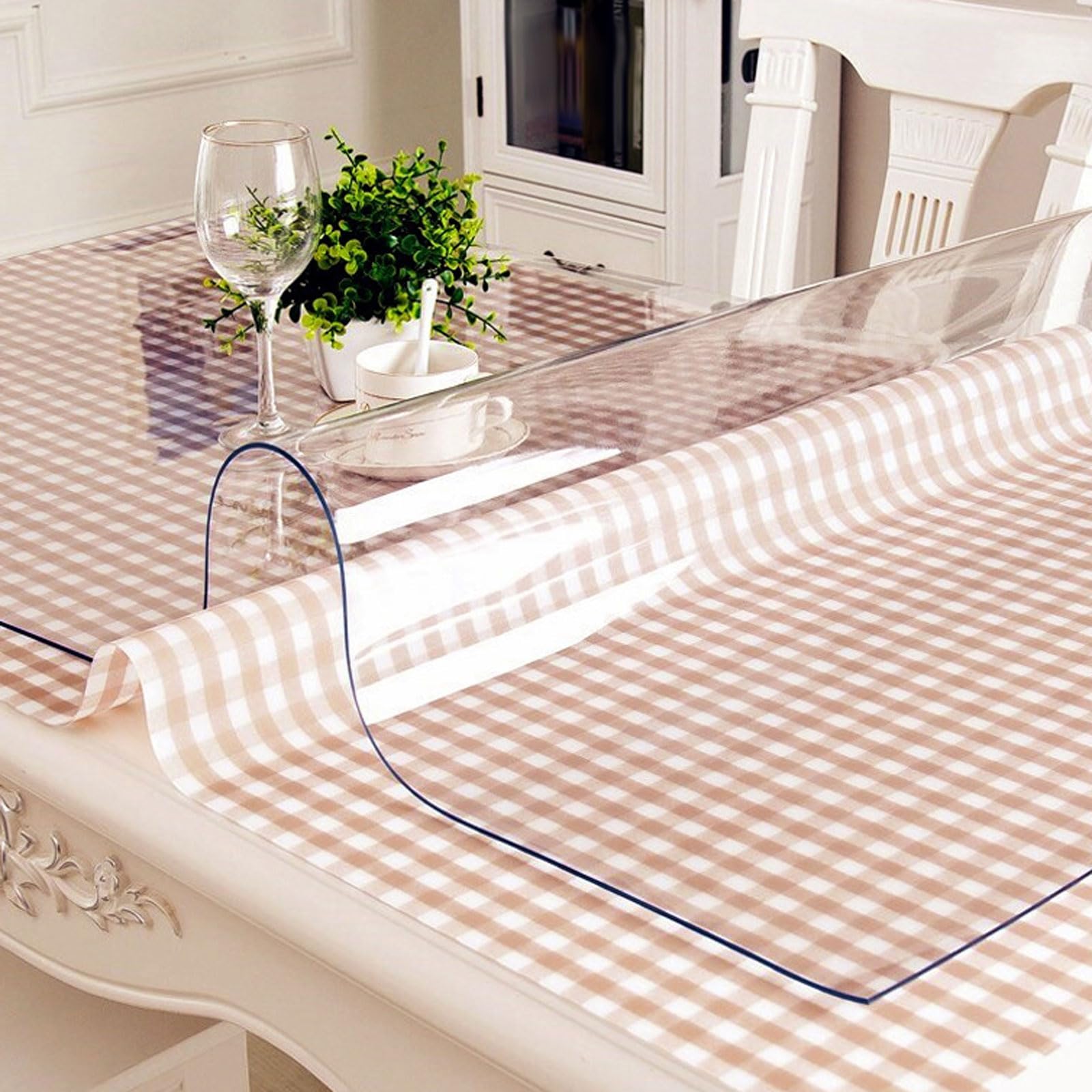Tovaglia Trasparente,Tovaglietta Trasparente,Tappetino Scrivania Trasparente,Sottomano da Scrivania Trasparente in PVC,Tovaglia in PVC Trasparente,Impermeabile,per Scrivania