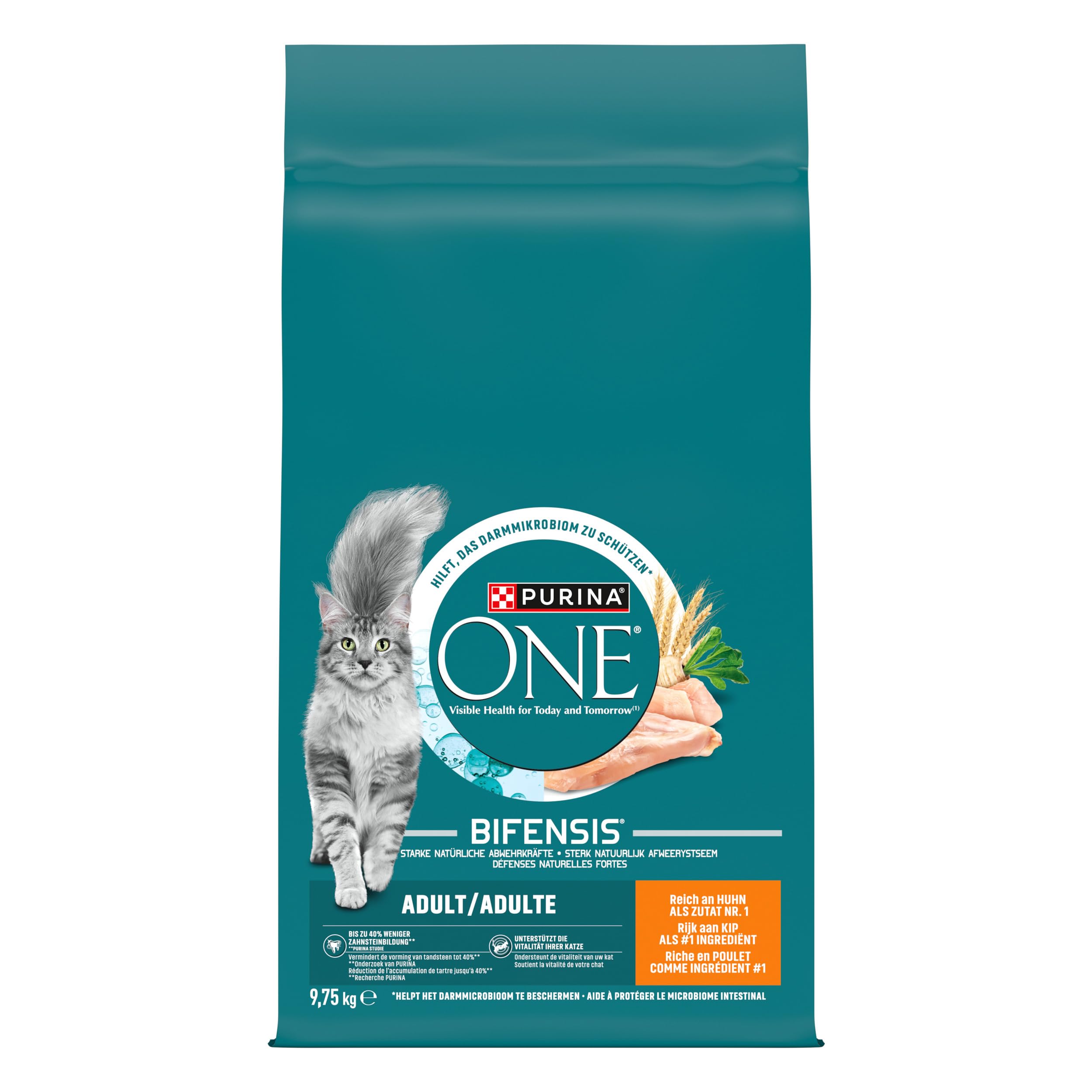 Purina One Bifensis - Pienso para Gatos Adultos, Pollo y Cereales integrales, 9,75 kg
