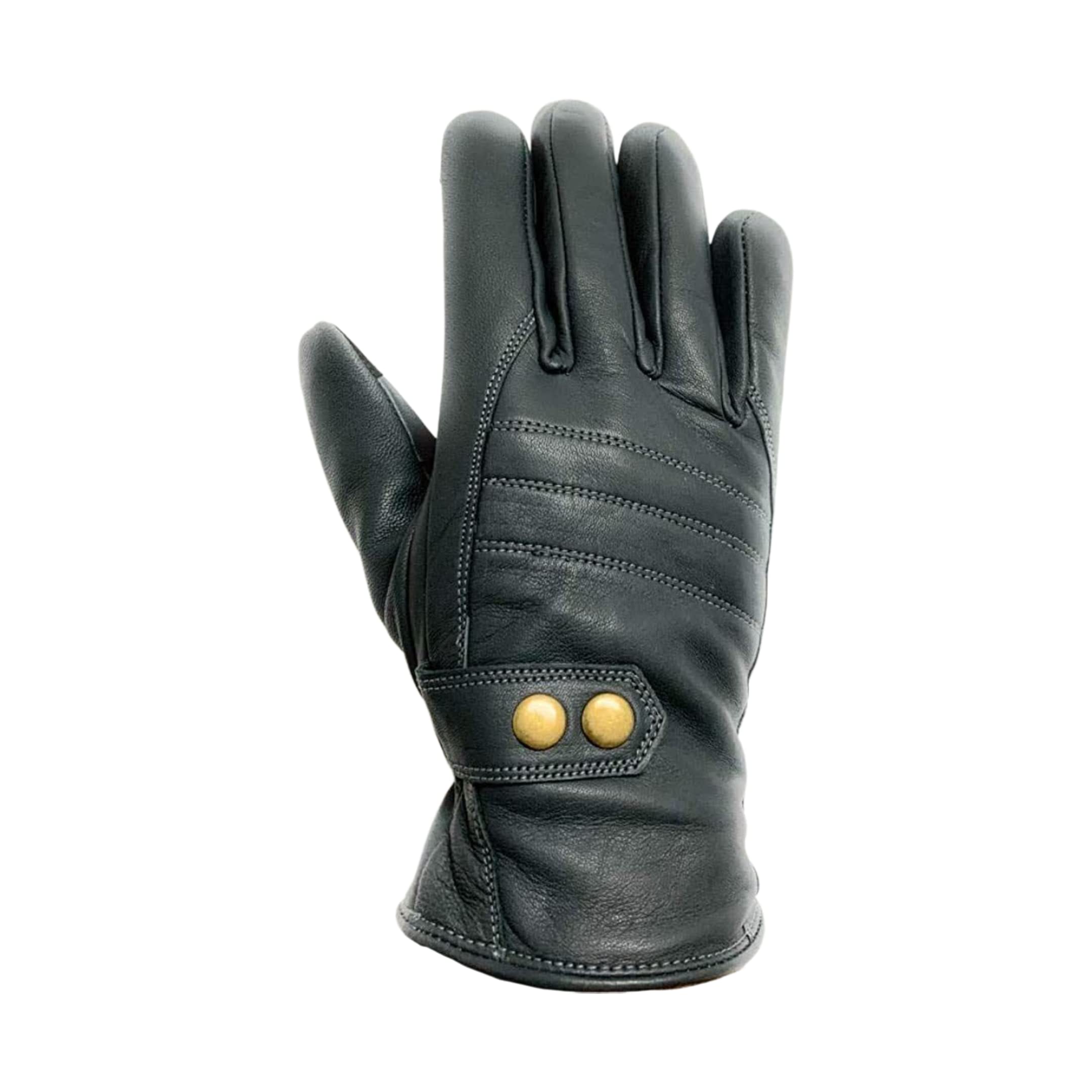 Men's Premium Quality Motorbike Lambskin Leather Winter Warm Dress Driving Cycling Trekking Texting Gloves (Grey, Large)