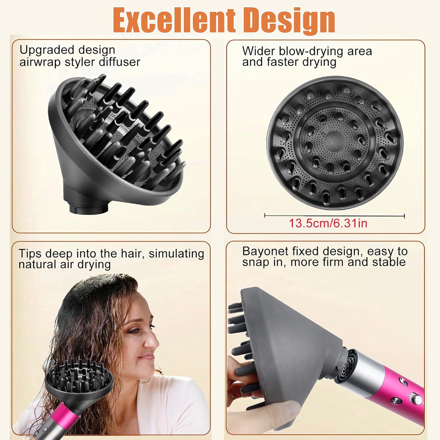 Chuancheng Diffuser Nozzle for Dyson for Airwrap HS05 HS03 HS01, Hair Dryer Diffuser Nozzle Converting for Airwrap Styler To Hair Dryer