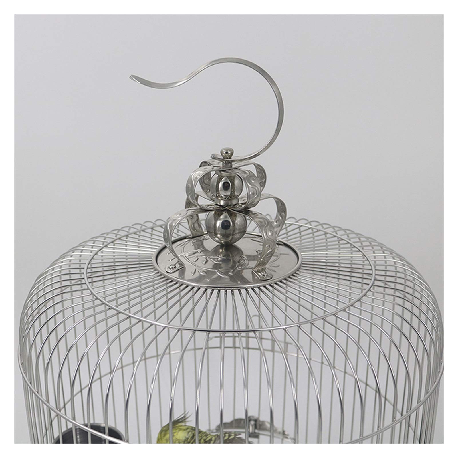 Gabbia per Uccelli e Pappagalli Classic Round Bird Cage Cage Acciaio Inossidabile Gabbia per Uccelli, Bird Home per Thrush/Peonia/Starling, Grande per Canarini, Cocorite e Uccelli Esotici